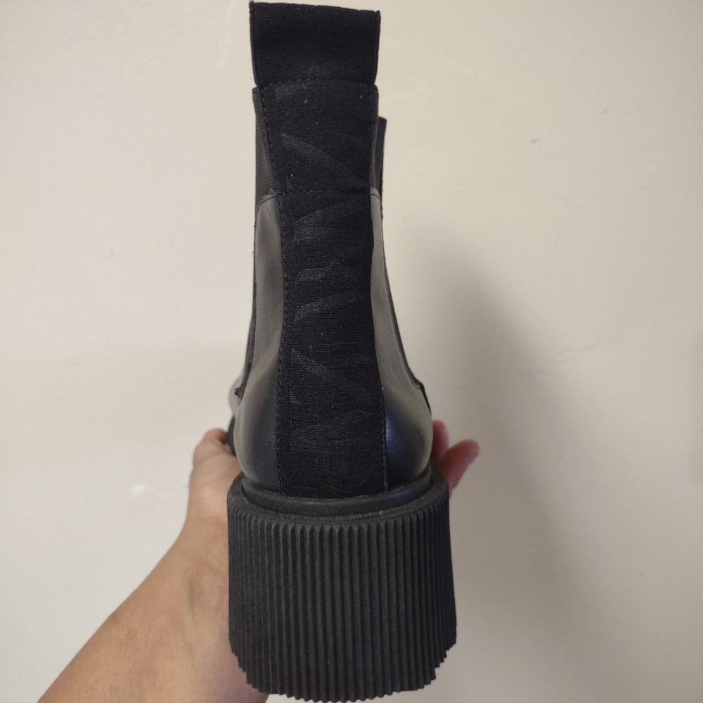 Zara Women's Black Leather Chunky Lugsole Ankle Booties Boots Size 40 - Picture 4 of 12